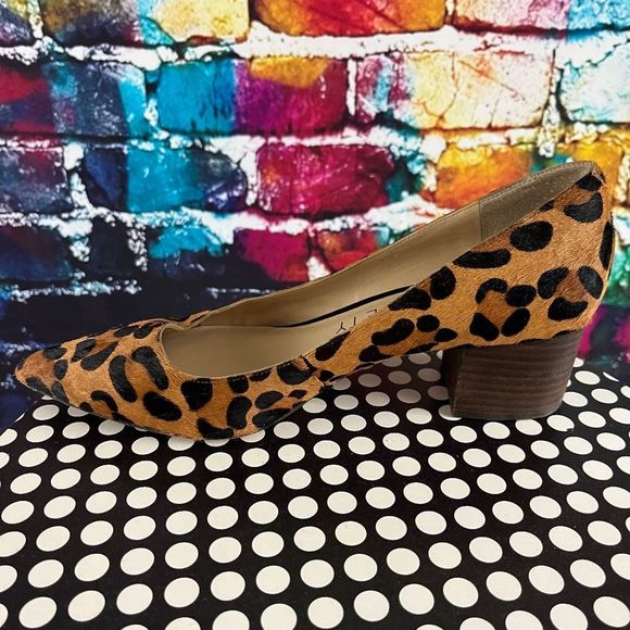 Sole Society Pumps Andorra Leopard Block Heel Shoes 9M Animal Fur - Picture 9 of 10